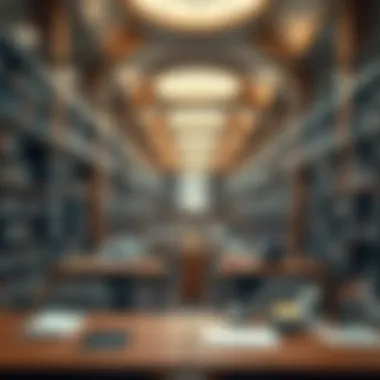 Library Study Area A library filled with students studying