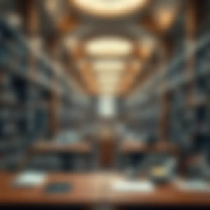 Library Study Area A library filled with students studying