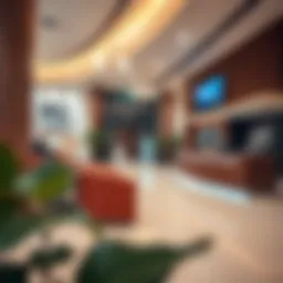 Modern bank interior showcasing customer service