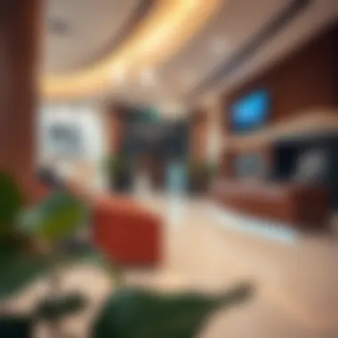 Modern bank interior showcasing customer service