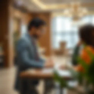 Bank representative discussing options with clients