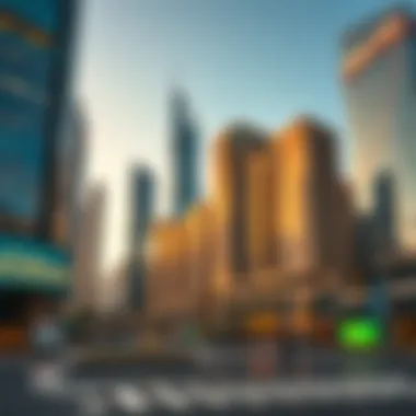 Dubai Financial District Financial district in Dubai representing banking practices