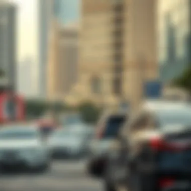 Exploring Dubai's Parking Landscape A view of a bustling Dubai street with parked cars