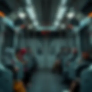 Interior view of a Dubai Metro train showcasing commuters