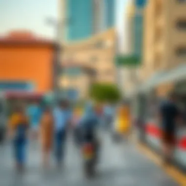 Community Dynamics Around Dubai Metro Stations Vibrant community life near a Dubai Metro station.