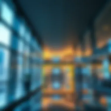 Commercial spaces within the Opus Building emphasizing its business potential