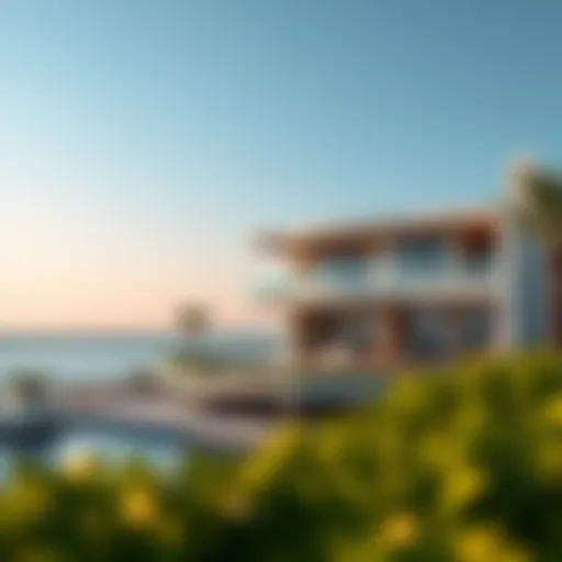 Stunning view of a luxurious beachfront villa in Dubai