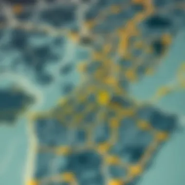 Map showcasing postal code distribution in Dubai