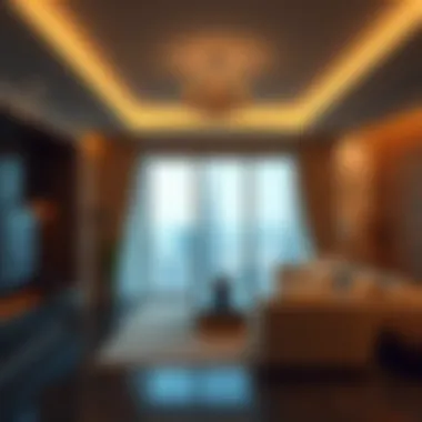 Interior of a luxury apartment in Burj Khalifa with stunning views