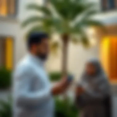 Residents engaging with the رقم مكاني system on a mobile device