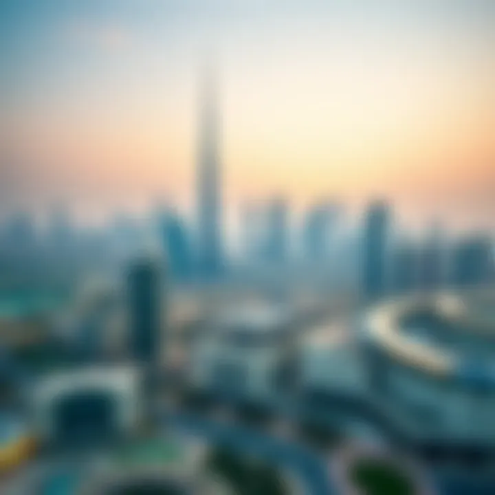 Detailed illustration of Dubai skyline showcasing real estate properties