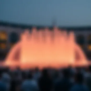 Spectators gathered around the Water Dance, engaged and mesmerized by the stunning performance.