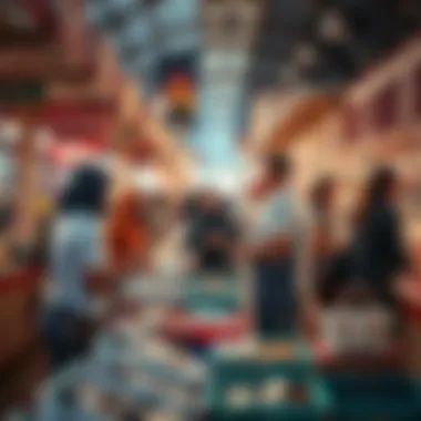 Visitors engaging with vendors at the market