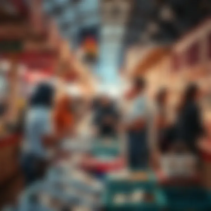 Visitors engaging with vendors at the market