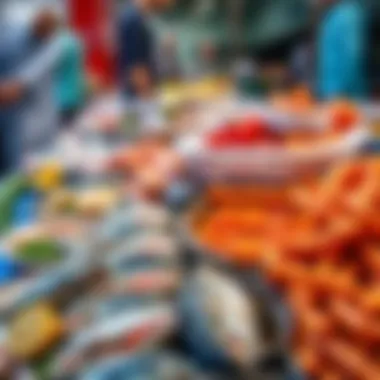 Variety of fresh catch available at the market